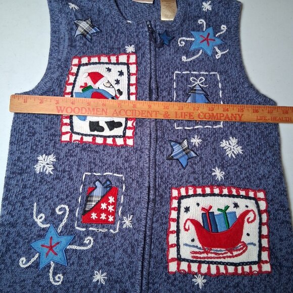 Vintage Bobbie Brooks Christmas Sweater Vest Small Santa Claus Sleigh Snow READ - Picture 3 of 11